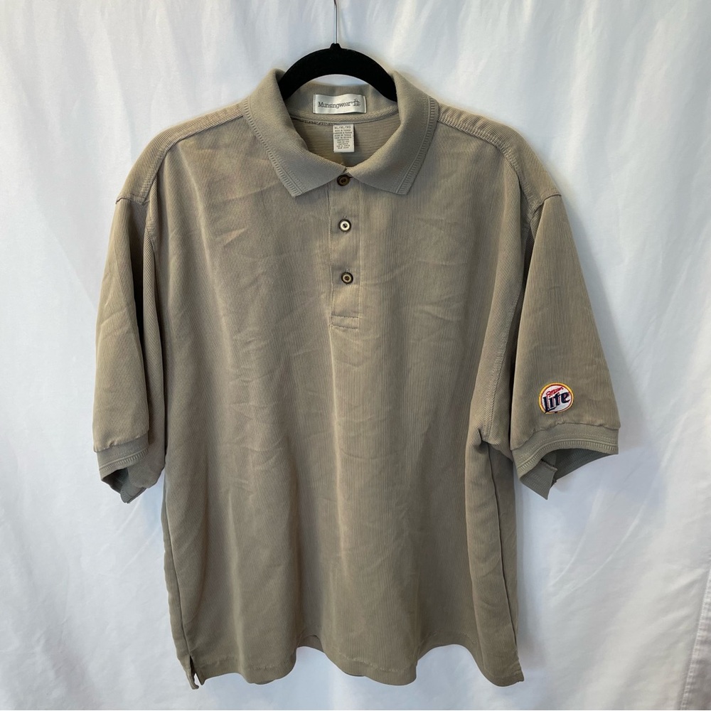 Vintage Munsingwear Miller Lite Embroidered Logo Polo XL Short‎ Sleeve Shirt
